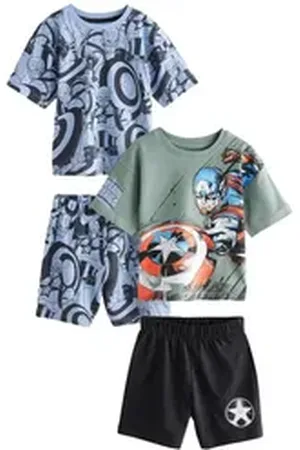 Next Pyjama Captain America Baumwoll-Schlafanzüge, 2er-Pack (4 tlg) schwarz 128 (8 J.)