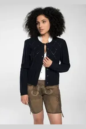 SPIETH & WENSKY Trachtenstrickjacke Strickjacke "Funkie" blau XL