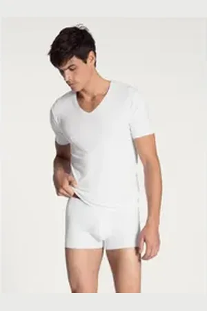Calida Shirttop Clean Line mit extra flacher Saum- und Kragenverarbeitung weiß L (52/54)