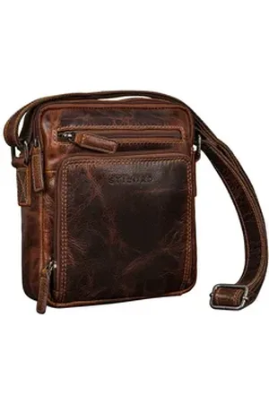 STILORD Schultertasche "Winston" Stylishe Umhängetasche Herren Klein Leder Tablet 9,7 Zoll braun