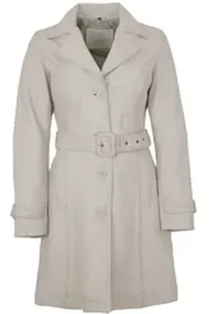 Mauritius Ledermantel MWLeonne - Damen Trenchcoat Ledermantel Lammnappa ivory weiß L