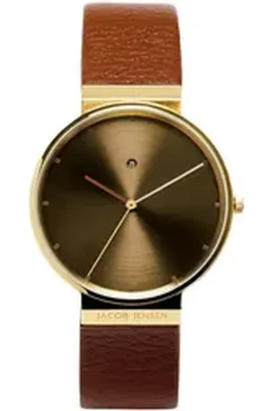 Jacob Jensen Quarzuhr Herren Armbanduhr DIMENSION SERIES 844 braun D. 38 mm braun