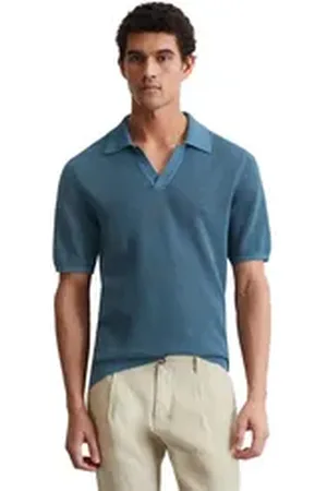 Marc O’ Polo Polokragenpullover aus Bio-Baumwolle und Leinen blau XXL