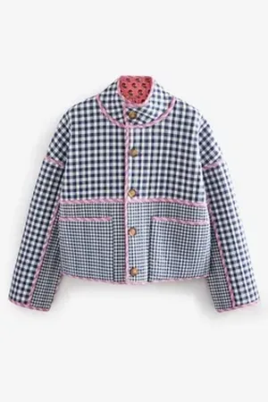 Next Steppjacke Steppjacke mit Print zum Wenden, Kurzgröße (1-St) rosa XL Petite