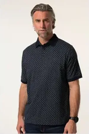 Boston Park Poloshirt Poloshirt Halbarm Minimal-Print blau|schwarz 72