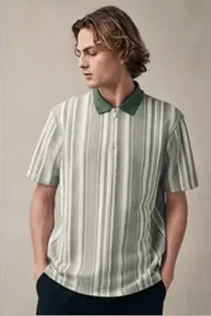 Next Poloshirt Poloshirt mit vertikalen Streifen (1-tlg) grün S