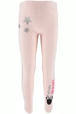 Disney Leggings Mädchen Kinder Leggings Sporthose Elastische Hose mit Glitzer Print Mini Maus rosa 98