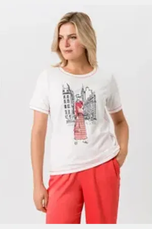 Tuzzi Nero Kurzarmshirt mit Kontrastnähten bunt 48