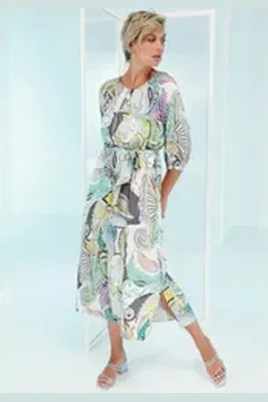 Bianca Druckkleid ROSLYN aus modernem Allover-Print in Trendfarben grün 44