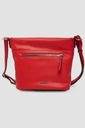 QS by s.Oliver Tragetasche City-Bag mit längenverstellbarem Riemen und Logo-Detail, Logo rot