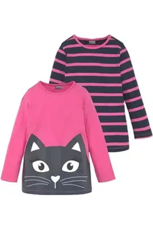 Kidsworld Langarmshirt für kleine Mädchen (2-tlg., 2er-Pack) Langarm, lässige Passform rosa 104/110