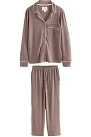 Next Pyjama Gemütlicher Pyjama mit Knopfleiste (2 tlg) braun 50 (Normalgröße)