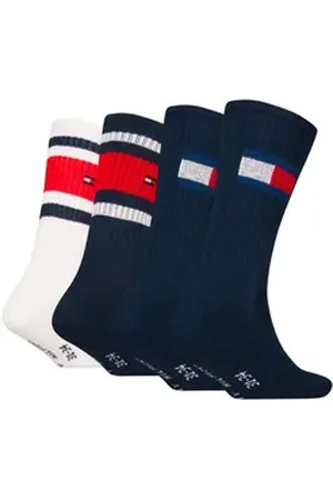 Tommy Hilfiger Socken TH KIDS SOCK 4P FLAG & SPORT STRIPE ECOM (4 Paar) mit verstärkten Fersenbereichen blau 27-30
