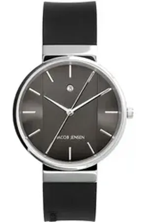 Jacob Jensen Quarzuhr Herren Armbanduhr SHINY SERIES 738 grau D. 35 mm Datum grau