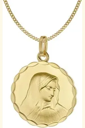Acalee Panzerkette mit Madonna Anhänger Gold 333 Maria Dolorosa Ø 18 mm goldfarben 50 cm