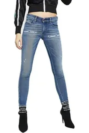 Diesel Straight-Jeans Slandy-Low 083AP Damen Jeans Slim Straight blau