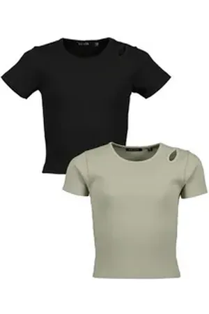 Blue Seven T-Shirt Teenager Mädchen T-Shirts 2er Pack Rundhalsausschnitt (2-tlg) bunt|schwarz 164