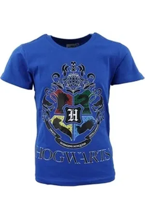 Harry Potter Print-Shirt Hogwarts Kinder T-Shirt kurzarm Shirt Gr. 116 bis 152, 100% Baumwolle blau 152