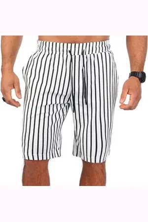 Carisma Shorts Herren kurze Hose trendig angenehm grob gewebt retro Look2200 Elastikbund mit Tunnelzug schwarz|weiß S