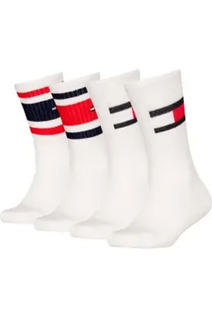 Tommy Hilfiger Socken TH KIDS SOCK 4P FLAG & SPORT STRIPE ECOM (4 Paar) mit verstärkten Fersenbereichen weiß 27-30