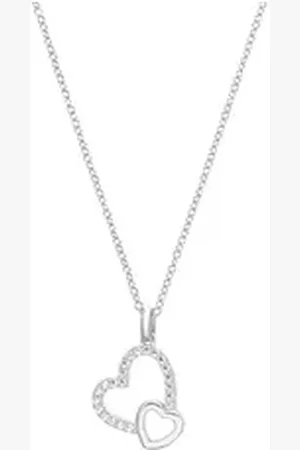 QS by s.Oliver Kette mit Anhänger Damenkette silber 925 Zirkonia Herz silberfarben