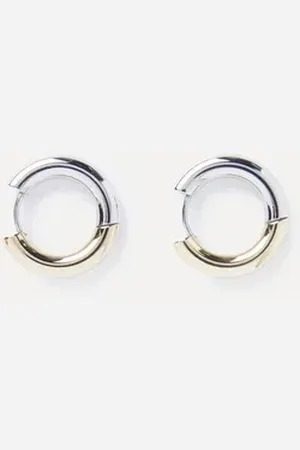 Ulla Popken Armband Creolen Ohrstecker zweifarbig kleine Form grau|silberfarben