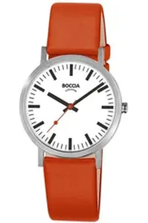 Boccia Titanium Boccia Quarzuhr Armbanduhr Titan/Ockerbraun weiß