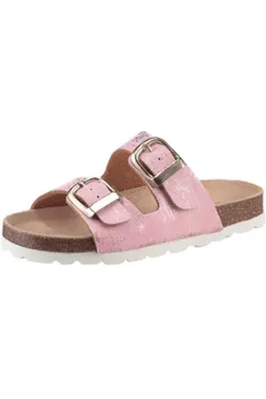 Kidsworld Pantolette Sommerschuh, Strandschuh, Urlaubschuh, Hausschuh mit Schnallen rosa 30 EU