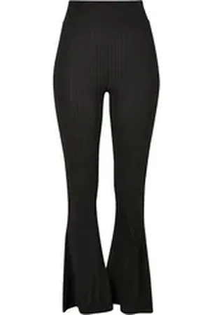 Urban classics Leggings Damen Ladies High Waist Rib Flared Leggings (1-tlg) schwarz XL
