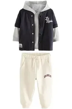 Next Jogginganzug College-Jogginganzug mit Hoodie 100 % Baumwolle (3-tlg) schwarz 92-98 (2-3 J.)