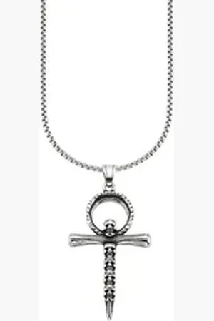 Bruno Banani Kette mit Anhänger Schmuck Geschenk Halsschmuck Anhänger Kreuz mit Totenköpfe-Design schwarz|silberfarben