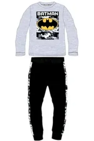 Batman Pyjama Pyjama für Jungen, Graues Oberteil & Schwarze Hose, Größen (Set, 2 tlg) grau|schwarz 146