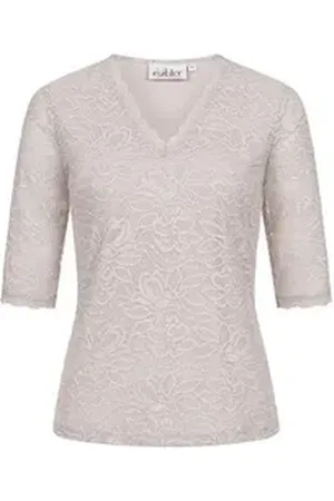 Nübler Dirndlbluse Trachtenbluse kurzarm Frieda in Silber von 46