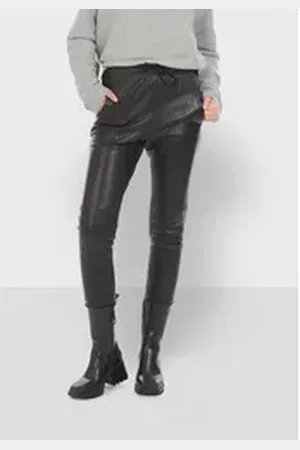 Oakwood Lederhose 63641 GIFT SHEEP LEATHER DREAM elastischer Bund mit Tunnelzug schwarz L