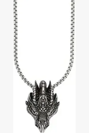 Bruno Banani Kette mit Anhänger Schmuck Geschenk Edelstahlkette mit Anhänger Drachen-Optik silberfarben