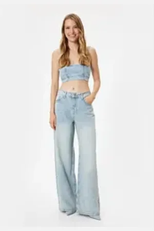 Koton Loose-fit-Jeans Normale Leibhöhe Loose blau 27/32