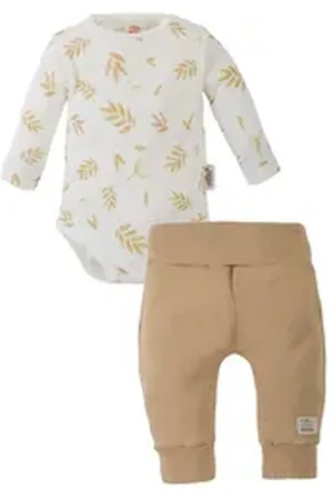 Makoma Body & Hose Baby Erstausstattung Junge & Mädchen (Set, 2-tlg., Langarm Body + Hose) 100% Baumwolle braun 68