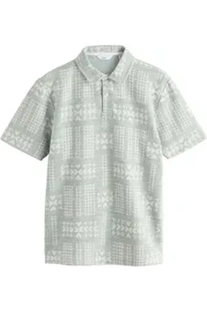 Next Poloshirt Gemustertes Poloshirt mit Knopfleiste (1-tlg) grün XXL