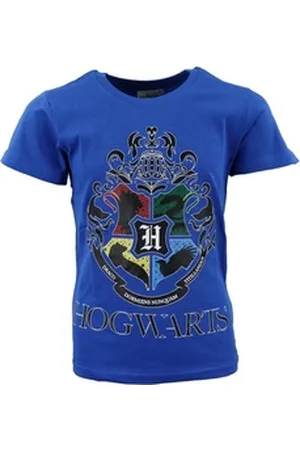 Harry Potter Print-Shirt Hogwarts Kinder T-Shirt kurzarm Shirt Gr. 116 bis 152, 100% Baumwolle blau 134