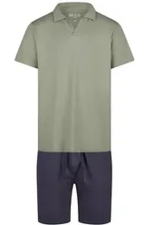 Phil & Co. Berlin Phil & Co. Pyjama Shorty - kurzer Pyjama mit Kragen (2 tlg) Schlafmode Loungewear bequem kurzärmelig bunt|grün S