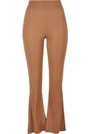 Urban classics Leggings Damen Ladies High Waist Rib Flared Leggings (1-tlg) braun XL