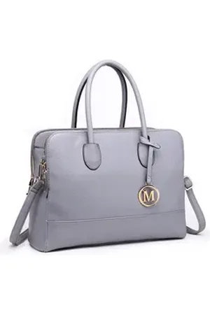 MISS LULÙ Henkeltasche Elegante Retro Damen Laptoptasche Arbeitstasche Schultertasche grau