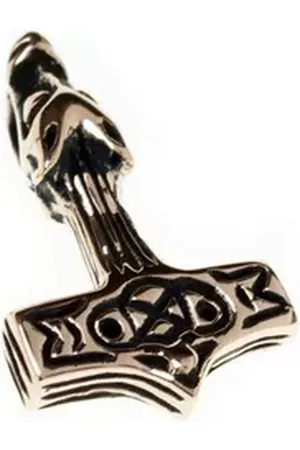 HOPLO Kettenanhänger Bronze Anhänger Wolfshammer klein Schmuck - Thorhammer - 21x13mm