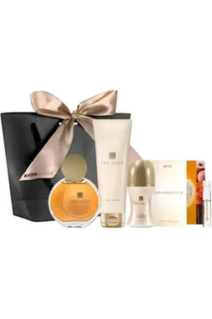 Avon Eau de Parfum FAR AWAY Spray 50ml, Körperlotion 125ml, Taschenspray 10ml Damenset, 5-tlg., Exotischer Duft mit blumig-warmen Noten