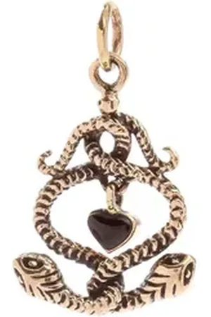 HOPLO Herzanhänger 2 Schlangen mit Onyxherz Bronze Anhänger Schmuck - Schlangen - 26x16mm