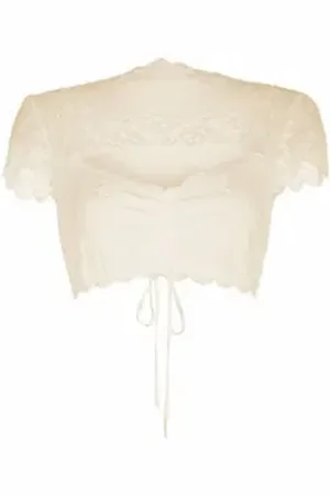 Nina Von C. Trachtenbluse Spitzen Damen Dirndlbluse Valeska Zauberhafte halbtransparente beige M - 38