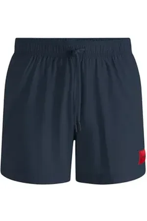 HUGO BOSS Badeshorts Dominica mit großem Marken-Patch am linken Bein L