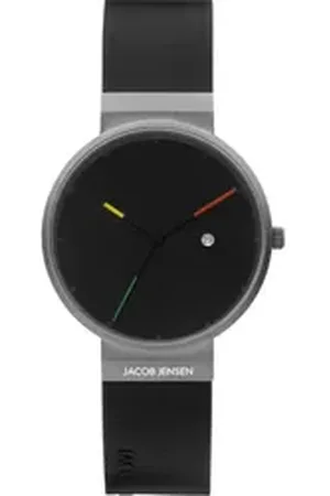Jacob Jensen Titanuhr Herren Armbanduhr TITANIUM 647 schwarz D.35mm Saphierglas schwarz