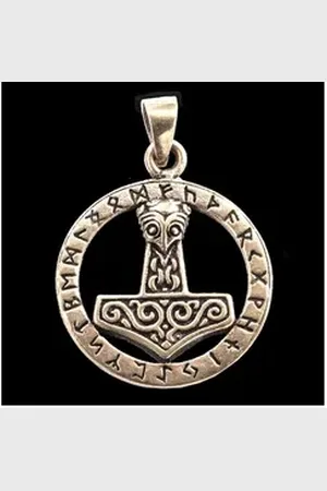 HOPLO Kettenanhänger Thorshammer Runenhammer Bronze Anhänger Schmuck MJÖLNAR Wikinger Vikin
