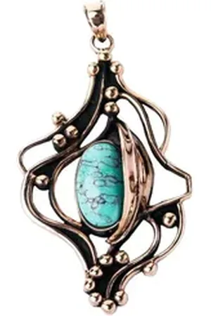 HOPLO Kettenanhänger Anhänger Türkis on Fire Schmuck groß - sonstige Symbole - 65x33mm